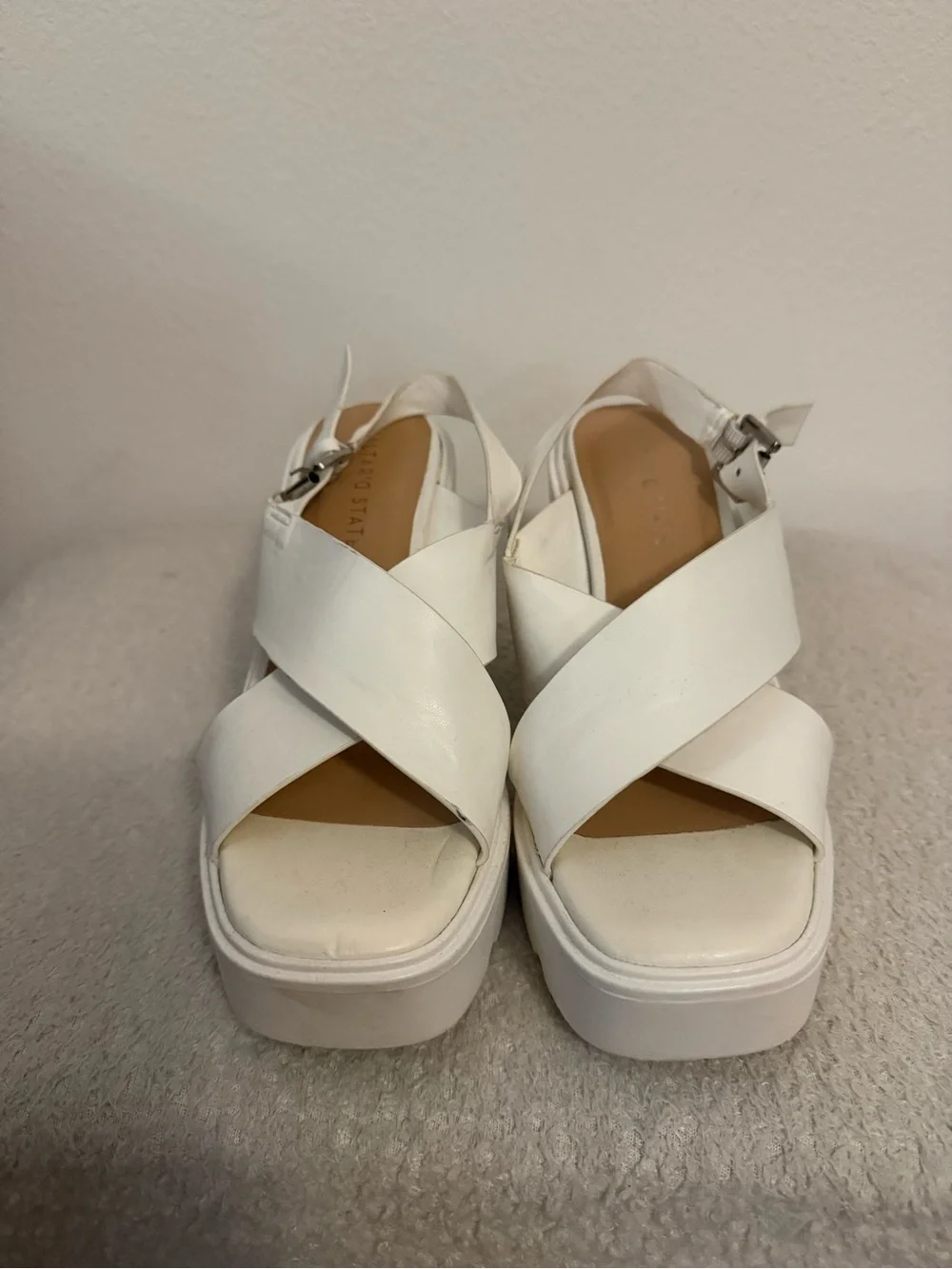 Altar'd State White Crisscross Platform Sandals